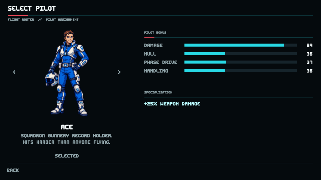 Crystal Drive Z pilot selection