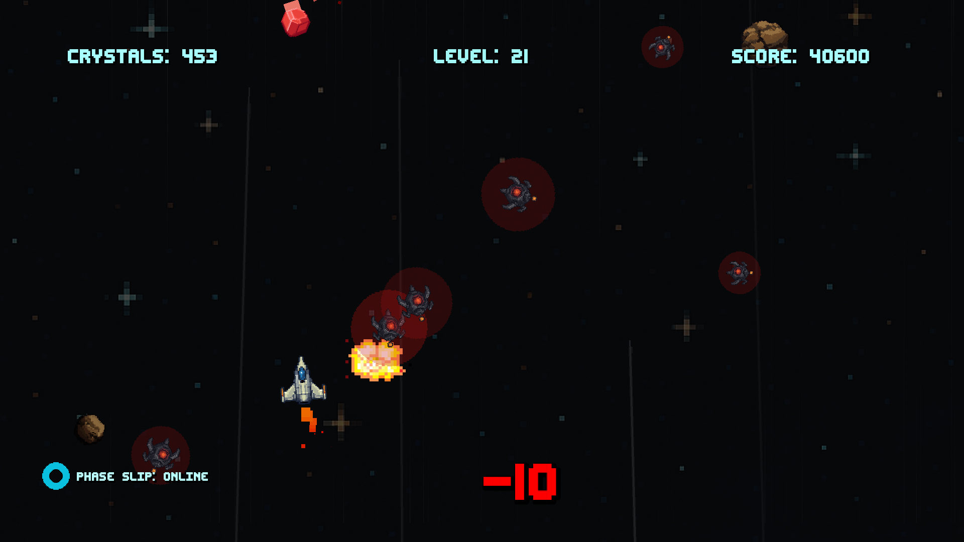A dense late-run asteroid field in Crystal Drive